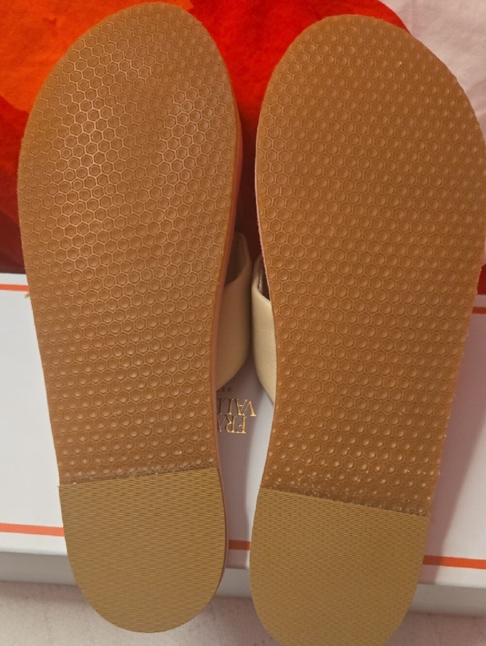 Frances Valentine Pink & Cream Crossband Slide Sandals - Picture 3 of 3